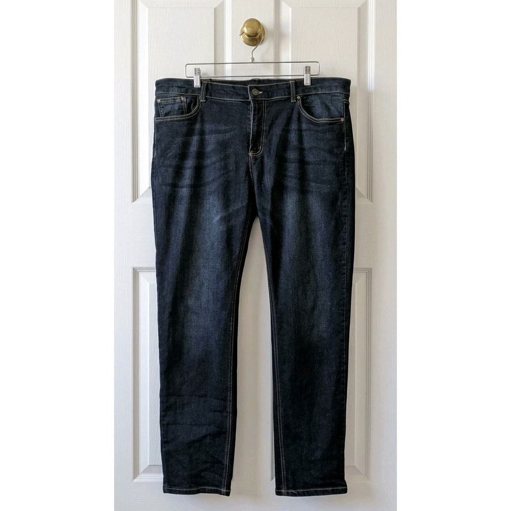 Blu Rock Denim Jeans Mens 38x31 Dark Wash Slim Straight Stretch Casual Pants